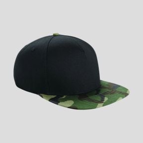 Snapback pet 5 panelen - Zwart/Camo Jungle - Beechfield