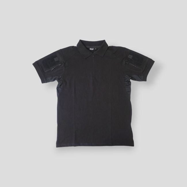 Polo de manga corta transpirable con cuello de cremallera Tropper - Negro - OPEX