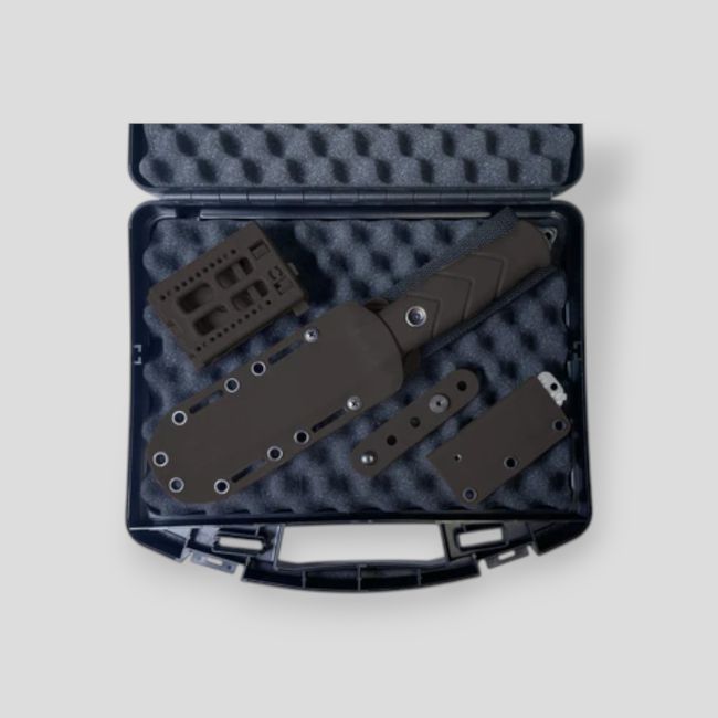Mes Le Vengeur + kydex schede + riempassant + molle kit + vuursteentje + slijpsteen - Zwart - TB Outdoor