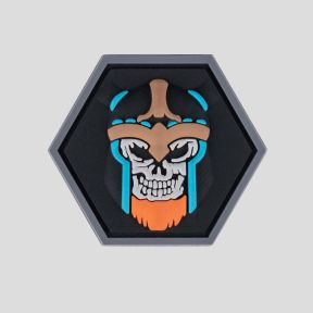 Hexagonaler 3D-PVC-Patch Wikinger-Totenkopf - 101 Inc