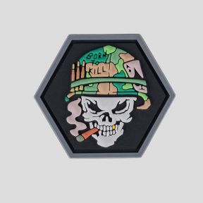Patch hexagonal PVC 3D Caveira Vietname - 101 Inc