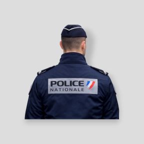 Banda retrorreflectante fondo gris con velcro 28x7,5cm - Police Nationale