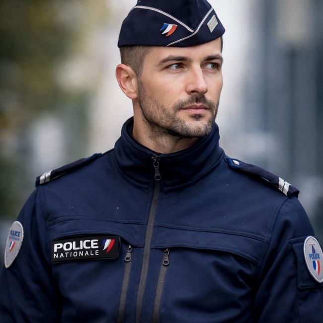 Elastyczna opaska czarne tło z rzepem 10x2,8cm - Police Nationale