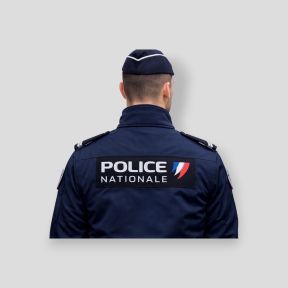 Flexibel hoofdband zwarte achtergrond met klittenband 28x7,5cm - Police Nationale