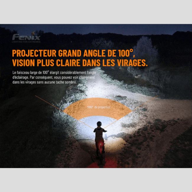 Lampe de vélo rechargeable BC26R (1 600 lumens) - Noir - Fenix