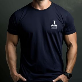 T-Shirt mit Siebdruck Marine Nationale (Vorder-/Rückseite) - Marineblau - OPEX