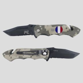 Survival mes (lemmet 8,5cm) Frankrijk met etui - Camouflage - OPEX