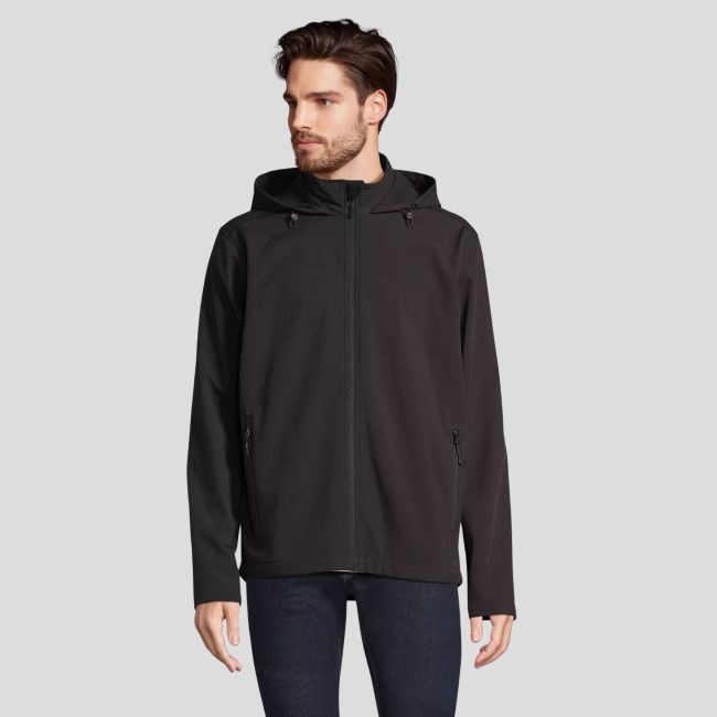 Kurtka softshell z kapturem na zamek Race męska - Czarna - Sol's