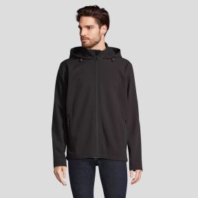 Chaqueta con cremallera softshell con capucha Race hombre - Negro - Sol's