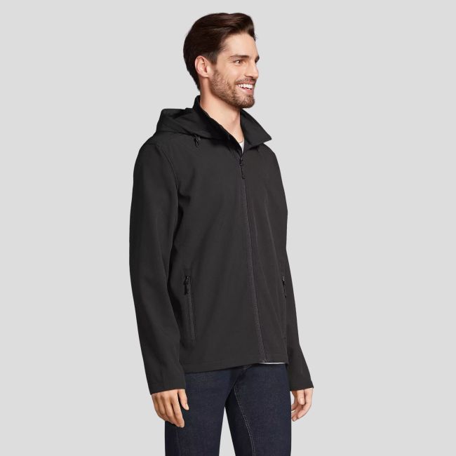Softshell jas met rits en capuchon Race heren - Zwart - Sol's