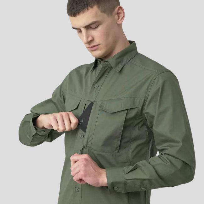 Maillot defender MK2 manches longues - Polycoton Ripstop - Vert olive - Helikon
