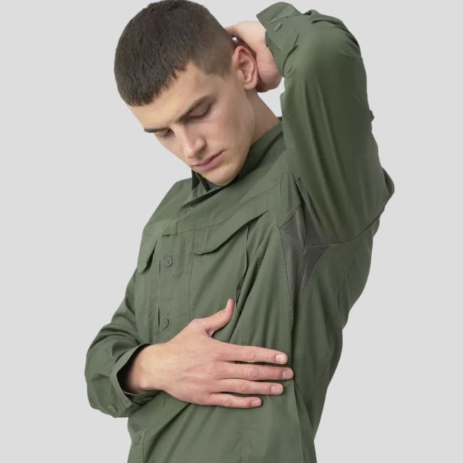 Defender MK2 shirt lange mouwen - Polykatoen Ripstop - Olijfgroen - Helikon