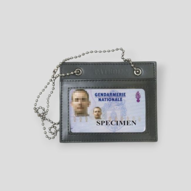 Porta-carta in pelle con catenella - Nero - Patrol Equipement