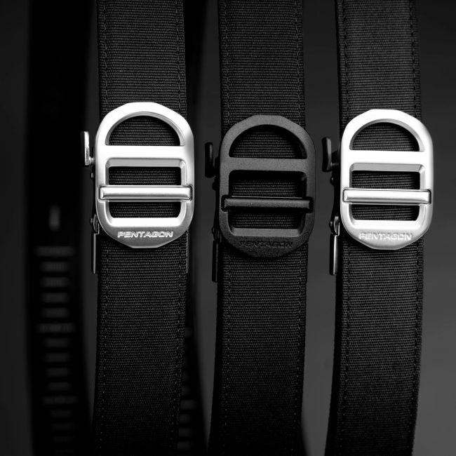 Cintura a cricchetto Chuck con fibbia argento - Nero - Pentagon