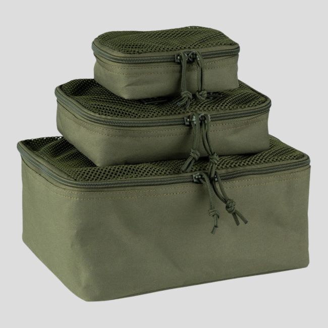 Lote de 3 bolsos de arrumação mesh Molle - Ranger Green - 101 Inc
