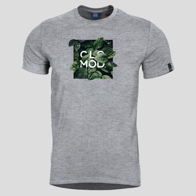 T-Shirt Leaves - Grau Meliert - CloMod