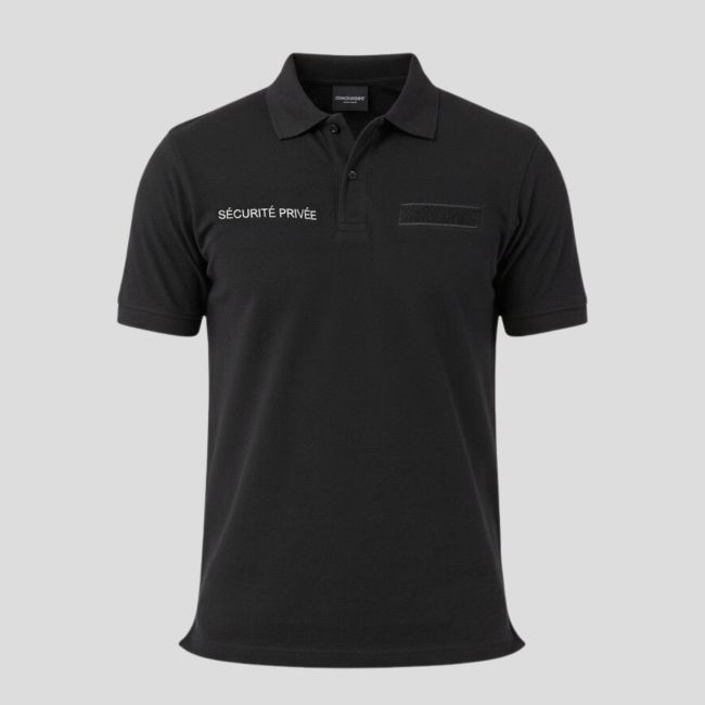 Polo z krótkim rękawem odblaskowe Ochrona Prywatna - Czarny - Patrol Equipement