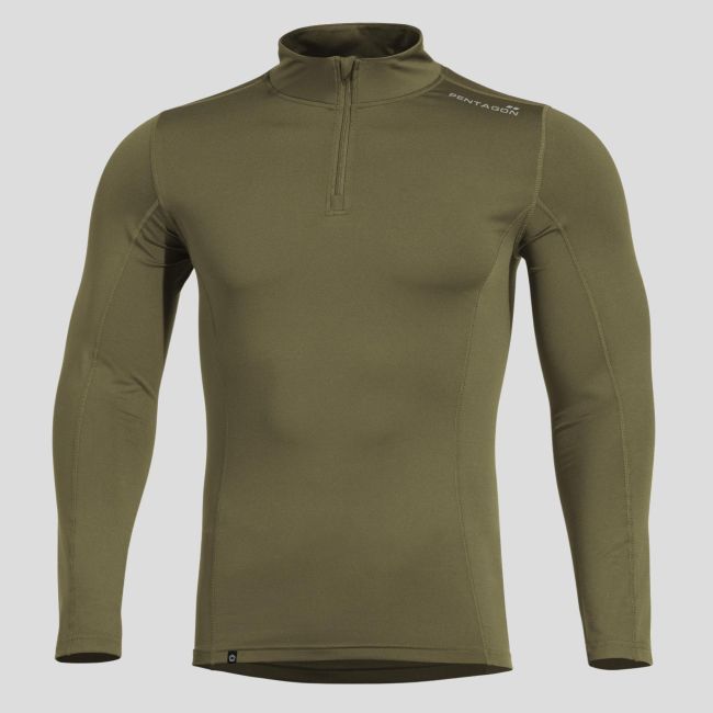T-shirt thermique Pindos 2.0 1/2 zip - Vert Olive - Pentagon