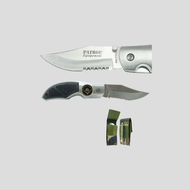 Rangers mes (lemmet 8,5cm) met badge Troupes Aéroportées en etui - Camo CE - OPEX
