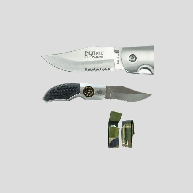 Rangers mes (lemmet 8,5cm) met badge Troupes de Marine en etui - Camo CE - OPEX