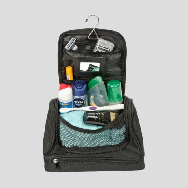 Luxe toilettas met haak en spiegel - Zwart - Snugpak