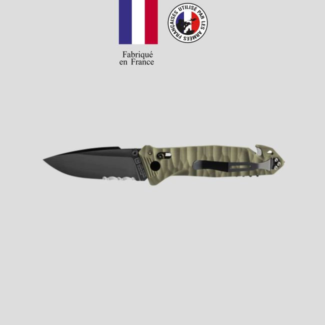 Faca C.A.C.® serrilhado cabo toxificado pa6 - Caqui - TB Outdoor