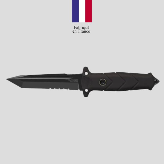 Couteau Le Vengeur + étui kydex + passant ceinture + molle kit + pierre à feu + plaquette affûtage - Noir - TB Outdoor