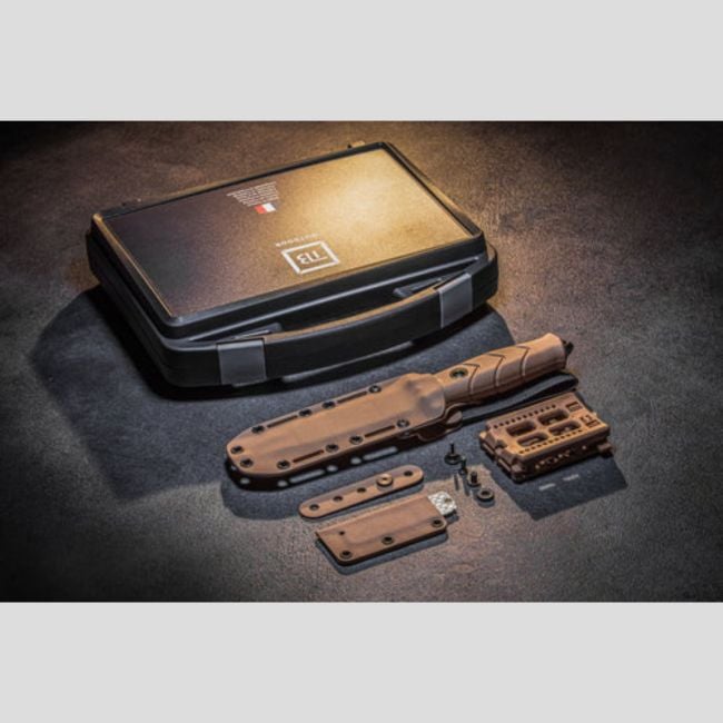 Couteau Le Vengeur + étui kydex + passant ceinture + molle kit + pierre à feu + plaquette affûtage - Noir - TB Outdoor