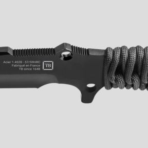 Cuchillo Le Maraudeur paracord 550 (hoja lisa) + funda kydex sin fijación molle - Negro - TB Outdoor