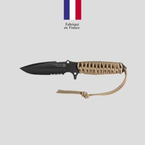 Coltello Le Maraudeur paracord 550 (lama serrated + fodero kydex senza attacco molle - Coyote brown - TB Outdoor