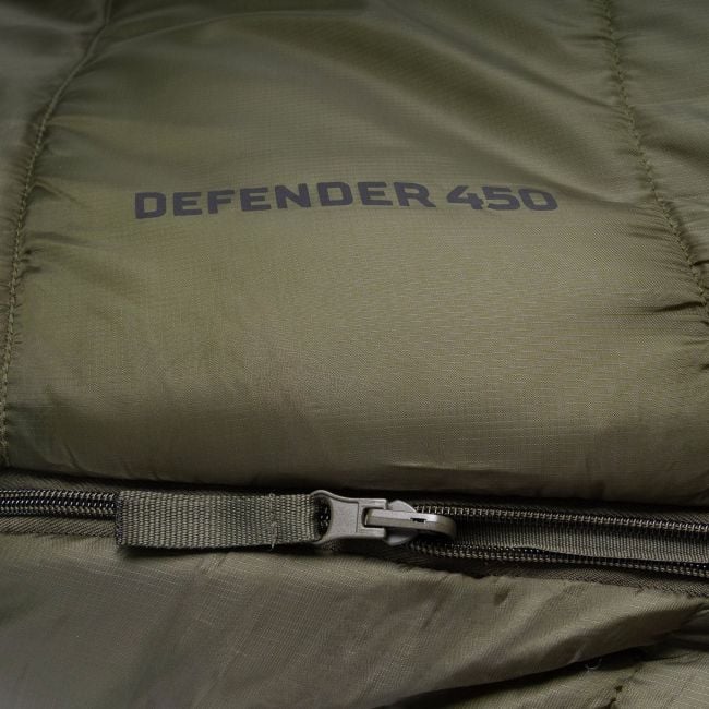 Śpiwór mumia Defender 450 (-7 do -1°C i +) - Zielony Oliwkowy - Highlander