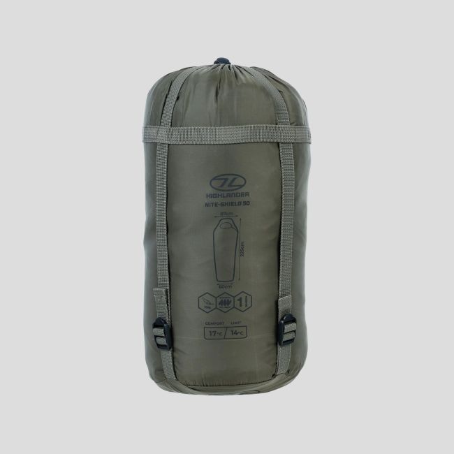 Mumia śpiwór Nite Shield 50 (14 do 17°C i +) - Oliwkowa Zieleń - Highlander