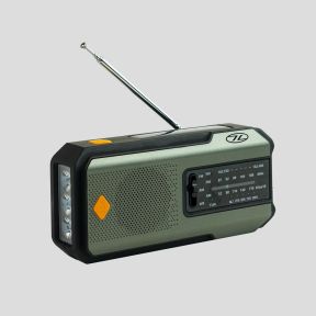 Radio/torcia/batteria esterna di emergenza ricaricabile (USB-C/Dinamo/Solare) - Verde Oliva - Highlander Outdoor