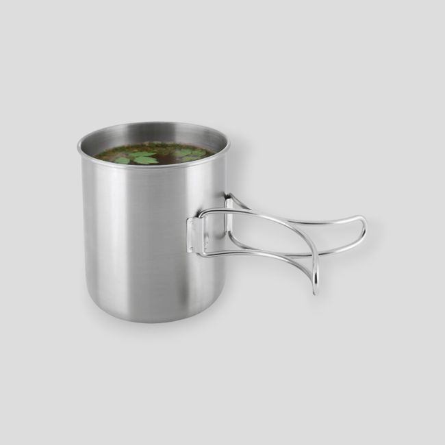 Kubek z podziałką i składaną rączką 600ml ze stali nierdzewnej - Tatonka