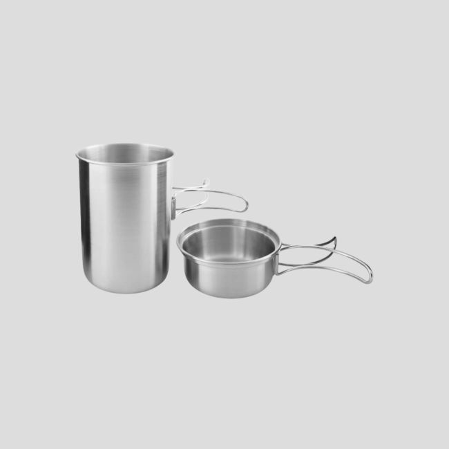 Maatbeker + steelpan - inklapbare greep - 850ml - Roestvrij staal - Tatonka