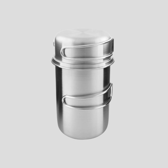 Messbecher + Kochtopf - Klappgriff - 850ml - Edelstahl - Tatonka