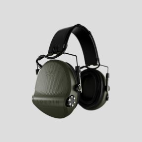 Casco antiruido con arnés de cabeza en cuero negro y anillos de gel Suprême X2 (SNR: 29 dB) - Verde Oliva - MSA Sordin