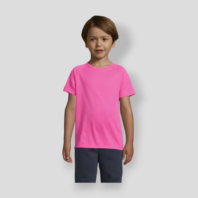 Tee-shirt à manches courtes raglan Sporty enfant - Rose Fluo - Sol's