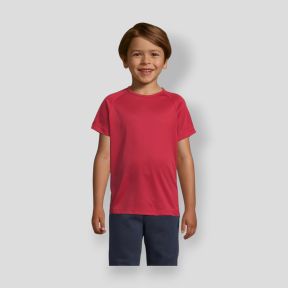 Camiseta de manga corta raglán Sporty niño - Rojo - Sol's