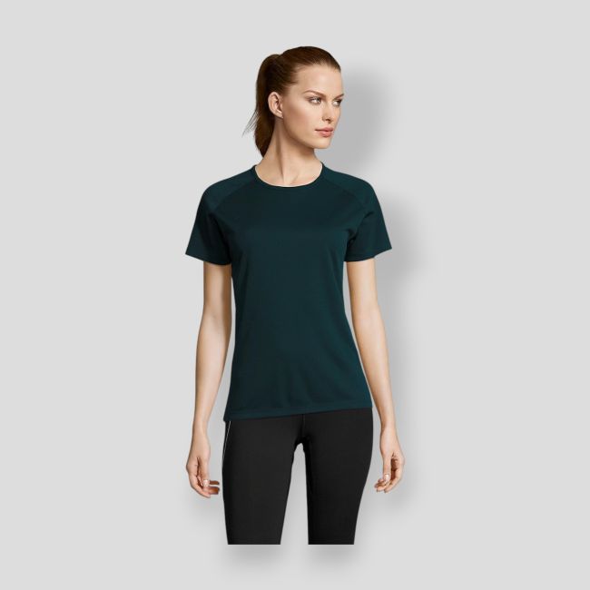 T-shirt met korte raglanmouwen Sporty dames - Petroleumblauw - Sol's