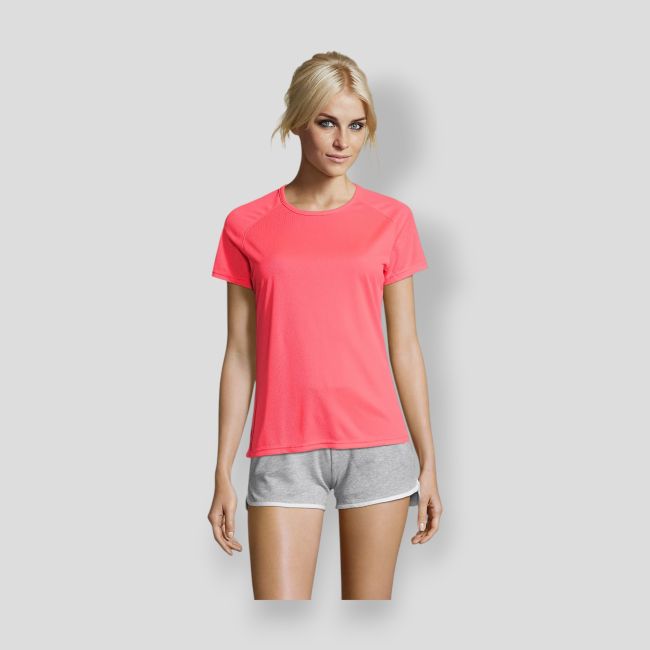 Tee-shirt à manches courtes raglan Sporty femme - Corail Fluo - Sol's