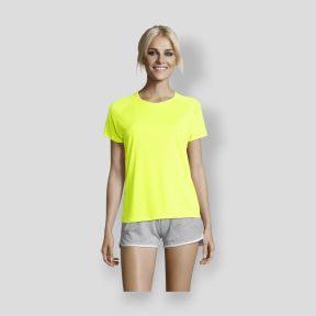 Tee-shirt à manches courtes raglan Sporty femme - Jaune Fluo - Sol's