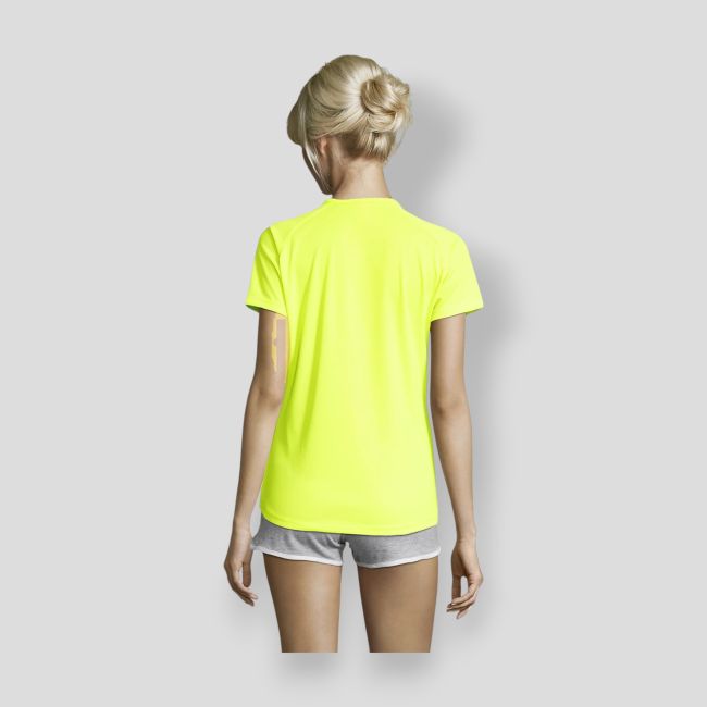 Koszulka z krótkimi rękawami raglan Sporty damska - Żółty Fluo - Sol's