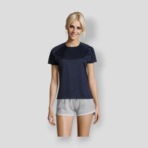 T-shirt de mangas curtas raglan Sporty mulher - French Marine - Sol's