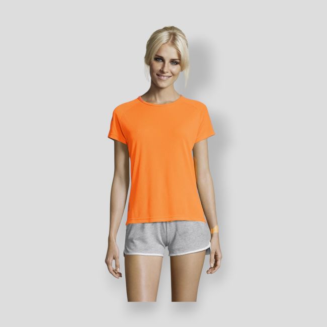 T-shirt met korte raglanmouwen Sporty dames - Fluor Oranje - Sol's