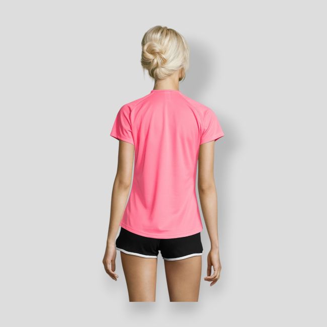 Kurzärmliges Raglan-T-Shirt Sporty Damen - Fluo-Rosa - Sol's