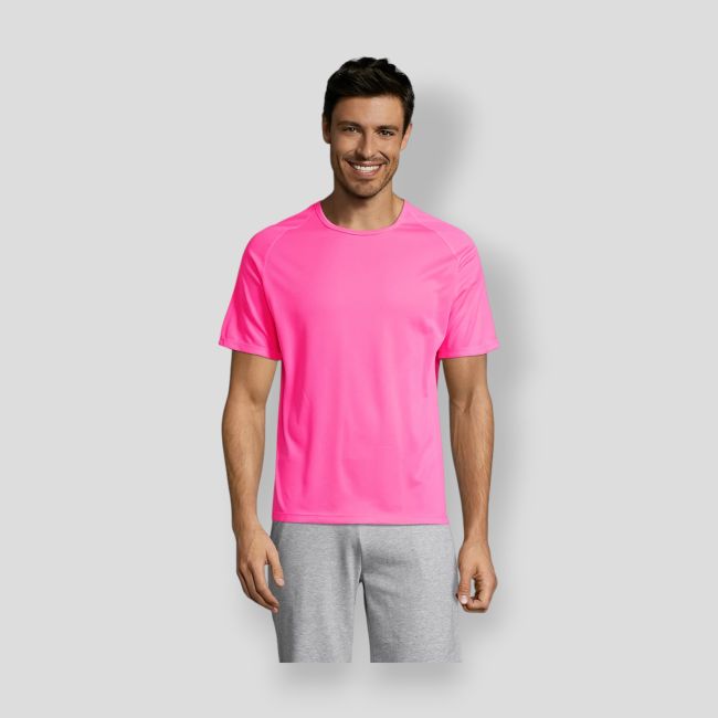 T-shirt de mangas raglan Sporty homem - Rosa Fluo - Sol's