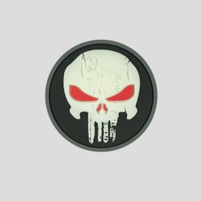Parche 3D en PVC fosforescente con velcro Punisher ojos rojos - 101 Inc