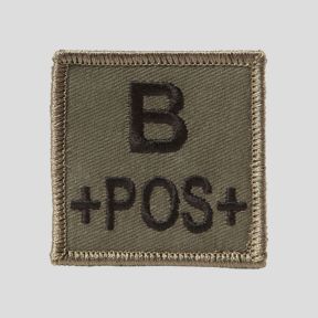Vierkante patch 3D stof bloedgroep B+ met klittenband - Olijfgroen