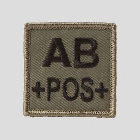 Patch carré Tissu 3D groupe sanguin AB+ avec velcro - Vert Olive